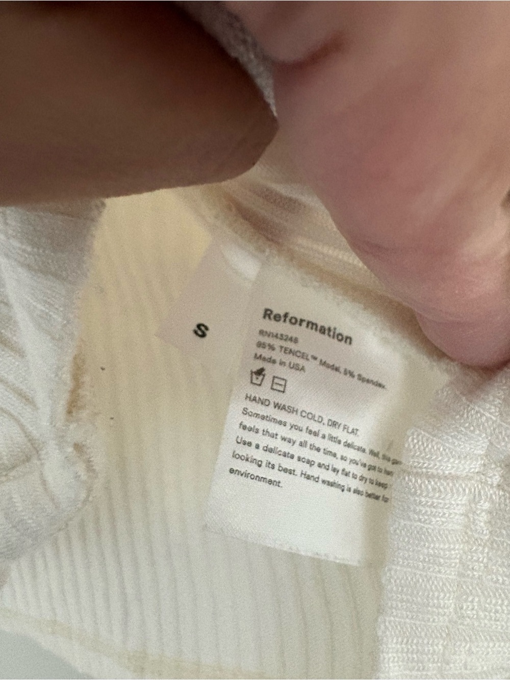 Reformation Cream Ribbed V-Neck Button-Front Top Size S - Picture 6 of 6